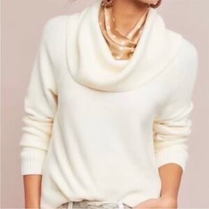 Ett:twa by Anthropologie Ivory Fuzzy Cowl Neck Soft Sweater Wool Alpaca - XL